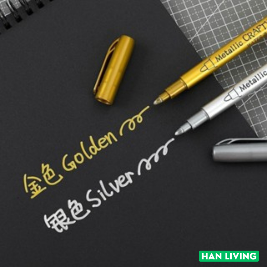 

HANLIVING Spidol Permanen Marker Metallic Chrome Gold Silver 1.5mm 4 PCS