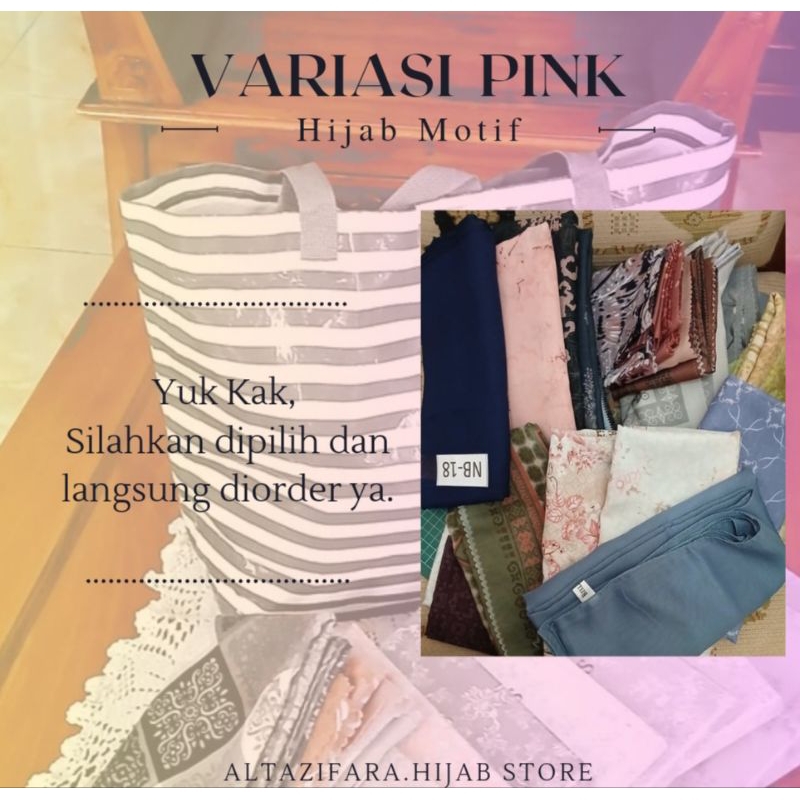 HIJAB VARIASI MOTIF PINK