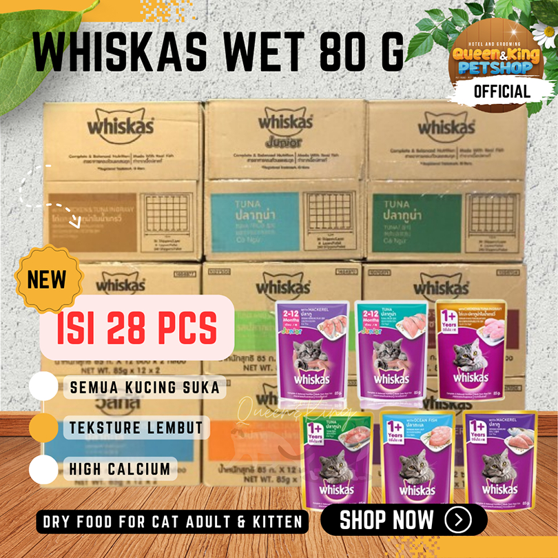 [1Dus] Whiskas Wet Whiskas Basah 80 gr Makanan Kucing Basah 80 g @28pcs