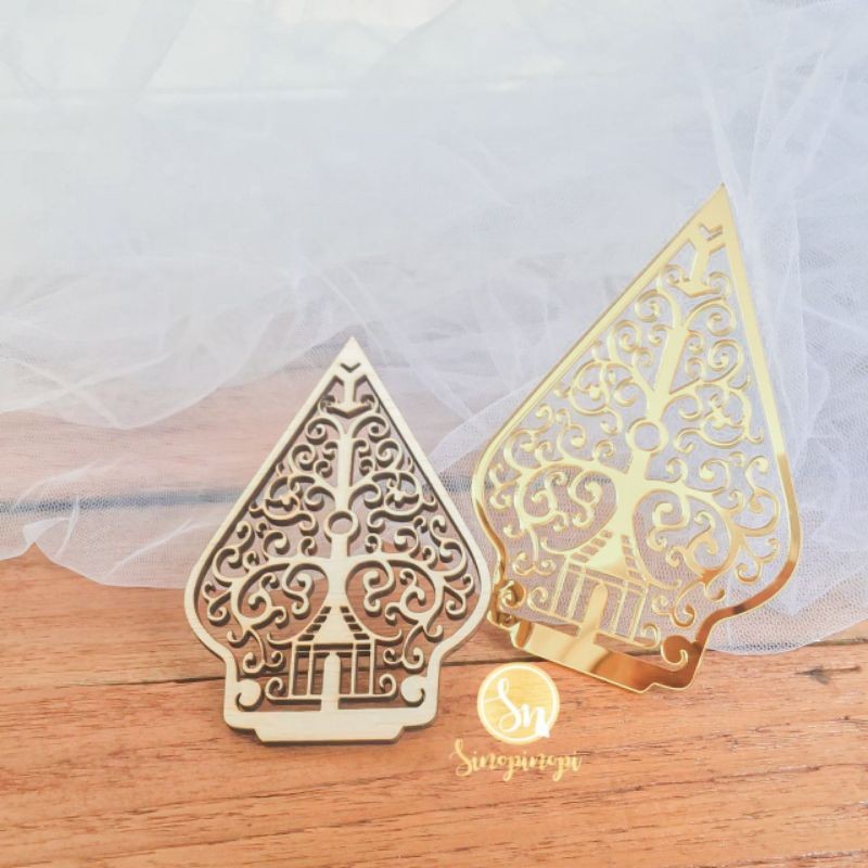 LASER GUNUNGAN JAWA WAYANG | DEKORASI HIASAN MAHAR KAYU AKRILIK | LAMARAN NIKAH BAHAN KERAJINAN HIAS