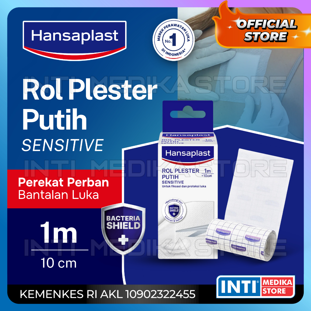 HANSAPLAST - Plester Roll Putih SENSITIVE 1mx10cm Perekat Bantalan Luka | DRESSING FIKSASI Perban & 