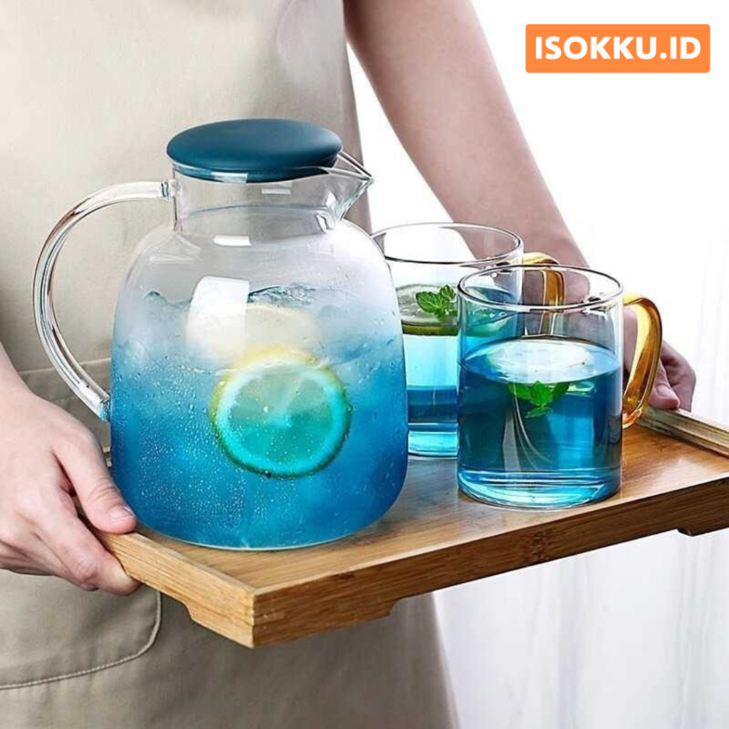 Teko Kaca Teh Pitcher Tahan Panas Api Borosilicate 1800ml