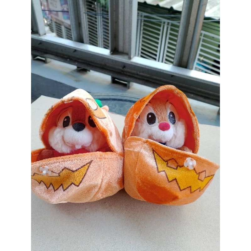 Boneka Plushdoll Chip and Dale Original Sega Disney ChipDale Costum Labu Telor Costum Halloween Orig