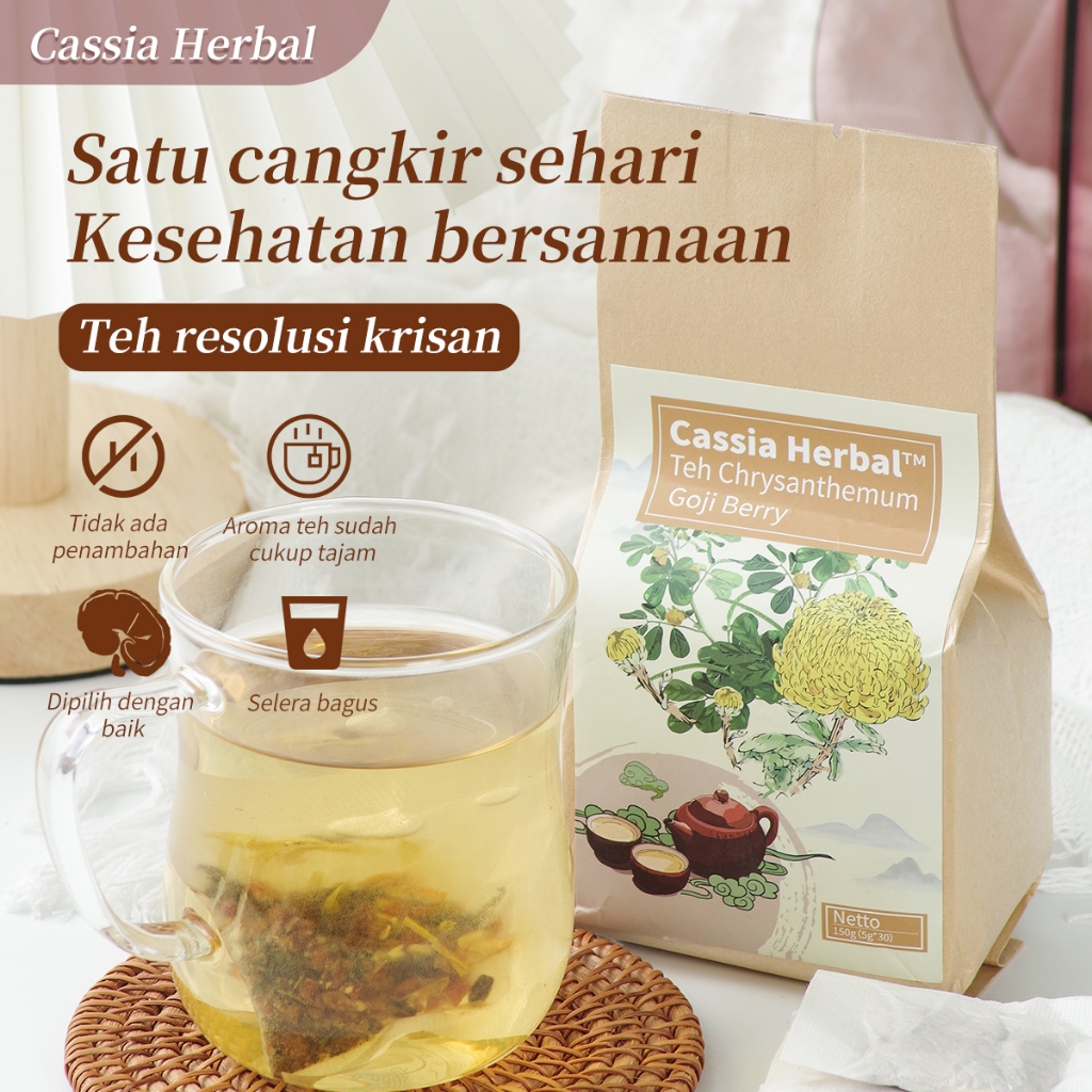 

Teh Herbal Cassia dengan Krisan, Biji Cassia, Goji Berry, Akar Burdock, Krisan Emas dan Perak - Mengurangi Panas, Menjaga Kesehatan Hati, dan Membersihkan Tubuh dari Panas Berlebih