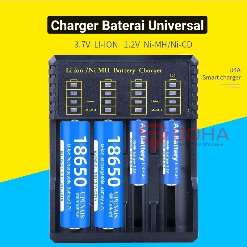 Charger Baterai Cas Baterai AAA AA 18650 Indikator Digital LED Status Baterai Volt dan Ampere Ni-MH 