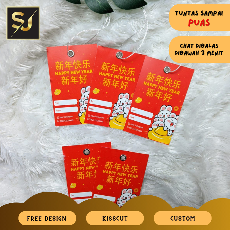 

Hang Tag Baju Bentuk Edisi Imlek Chinese New Year CNY Label Cetak Hangtag Baju Merek Custom 4x6cm