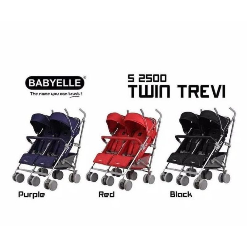 Stroller Bayi Kembar Babyelle TREVI S 2500 Baby Stroller Twin Kereta Dorong Bayi