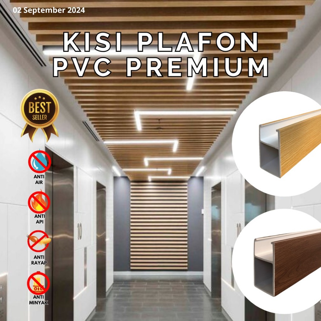 Kisi Kisi Plafon PVC | Plafon PVC | WPC Bar Ceiling | plafond PVC motif kayu | Plafond WPC