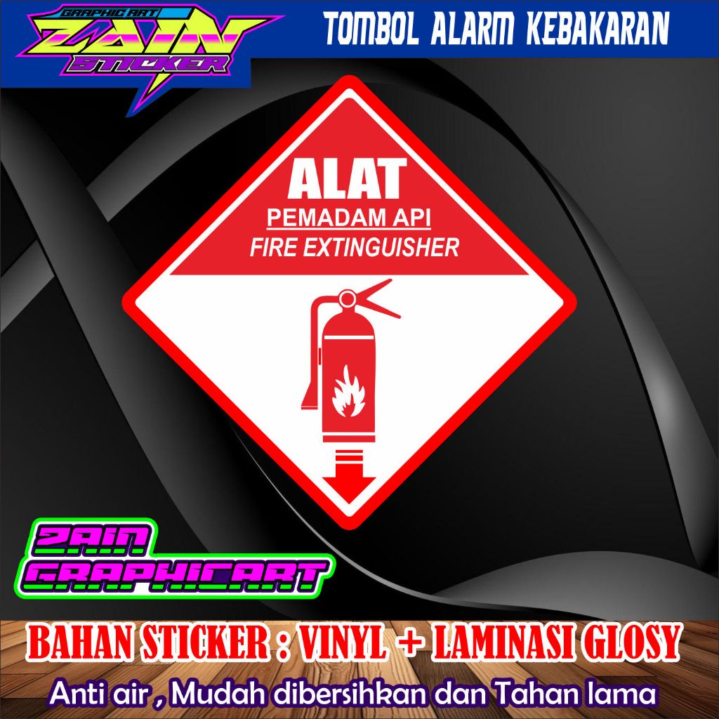 

stiker vinyl anti air waterproof PETUNJUK ALAT PEMADAM API RINGAN APAR KOTAK laminasi glossy