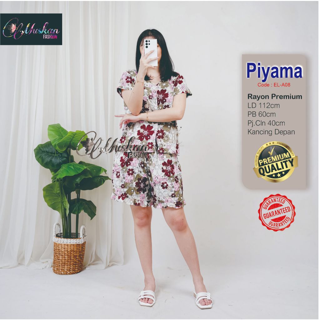 Piyama Celana Pendek Kekinian Bahan Rayon Premium Halus Lembut Dingin