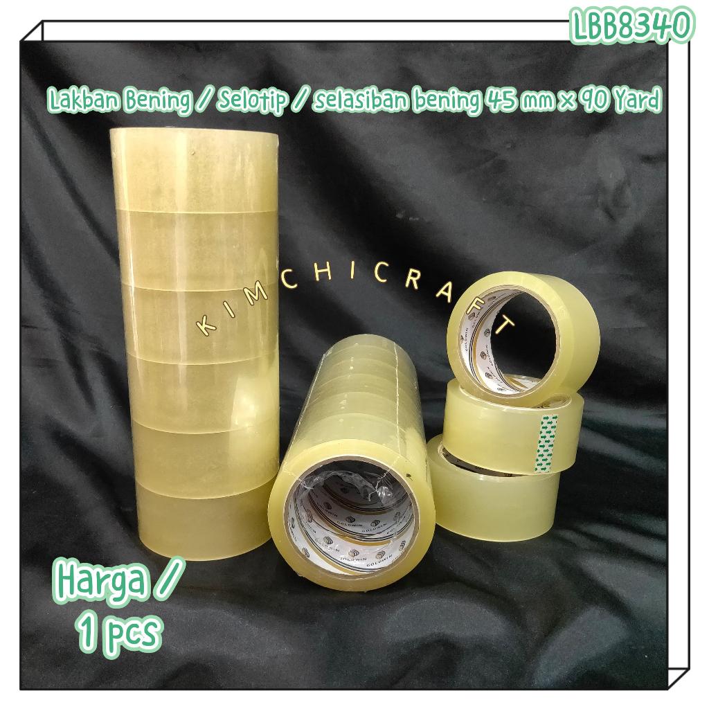 

LAKBAN BENING 45MM X 90 YARD / SELASIBAN BENING / LAKBAN GOLDWIN TRANSPARAN / ISOLASI BENING SUPER KUAT / SOLATIP PEREKAT / CLEAR DUCT TAPE PACKAGING / LBB8340