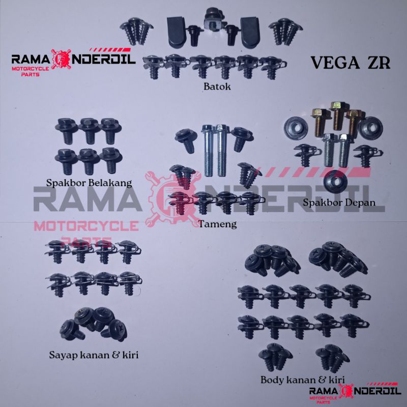 Baut/Baud full set body motor Yamaha Vega ZR