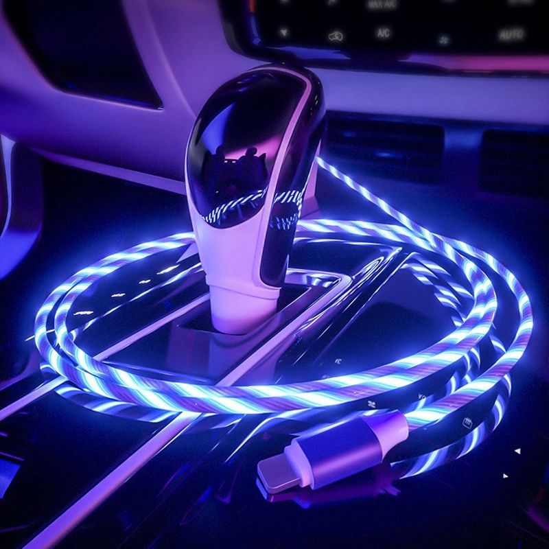KABEL data led jalan warna warni fast charging micro usb dan tipe c