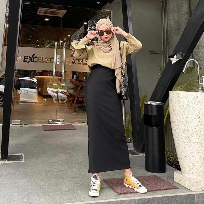 PROMO SALE _Rok Span / rok span tanpa belahan / rok span scuba hitam / rok span scuba