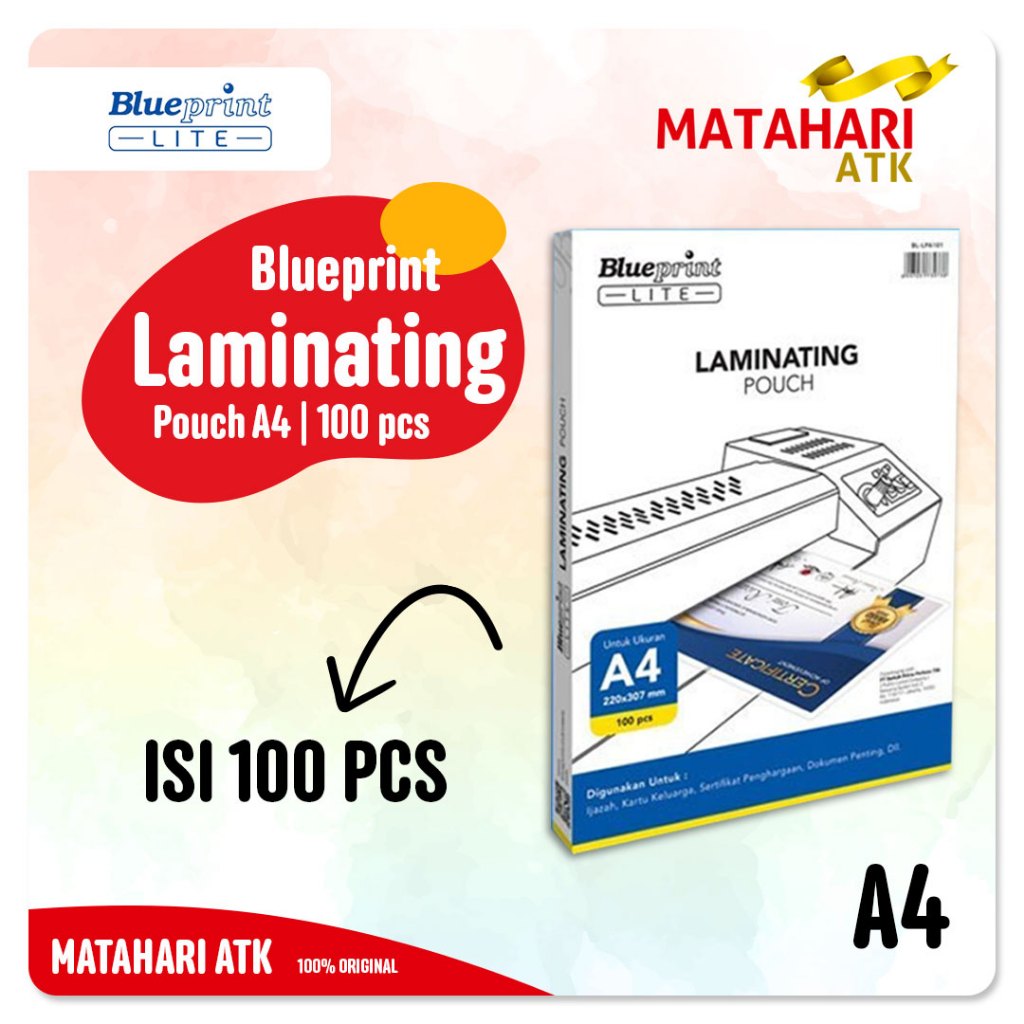 

Plastik Laminating A4 LITE Pouch Film Panas BLUEPRINT Lite A4 - Isi 100