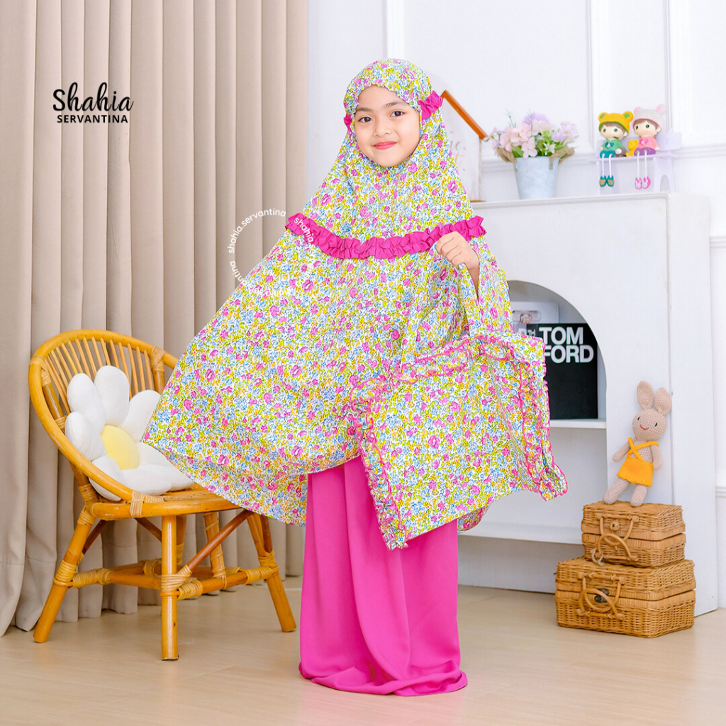 SEMPOL Shahia Servantina - [Set Sajadah] Nadira Mukena Anak Perempuan 3-10 tahun Mukena Cotton Rayon