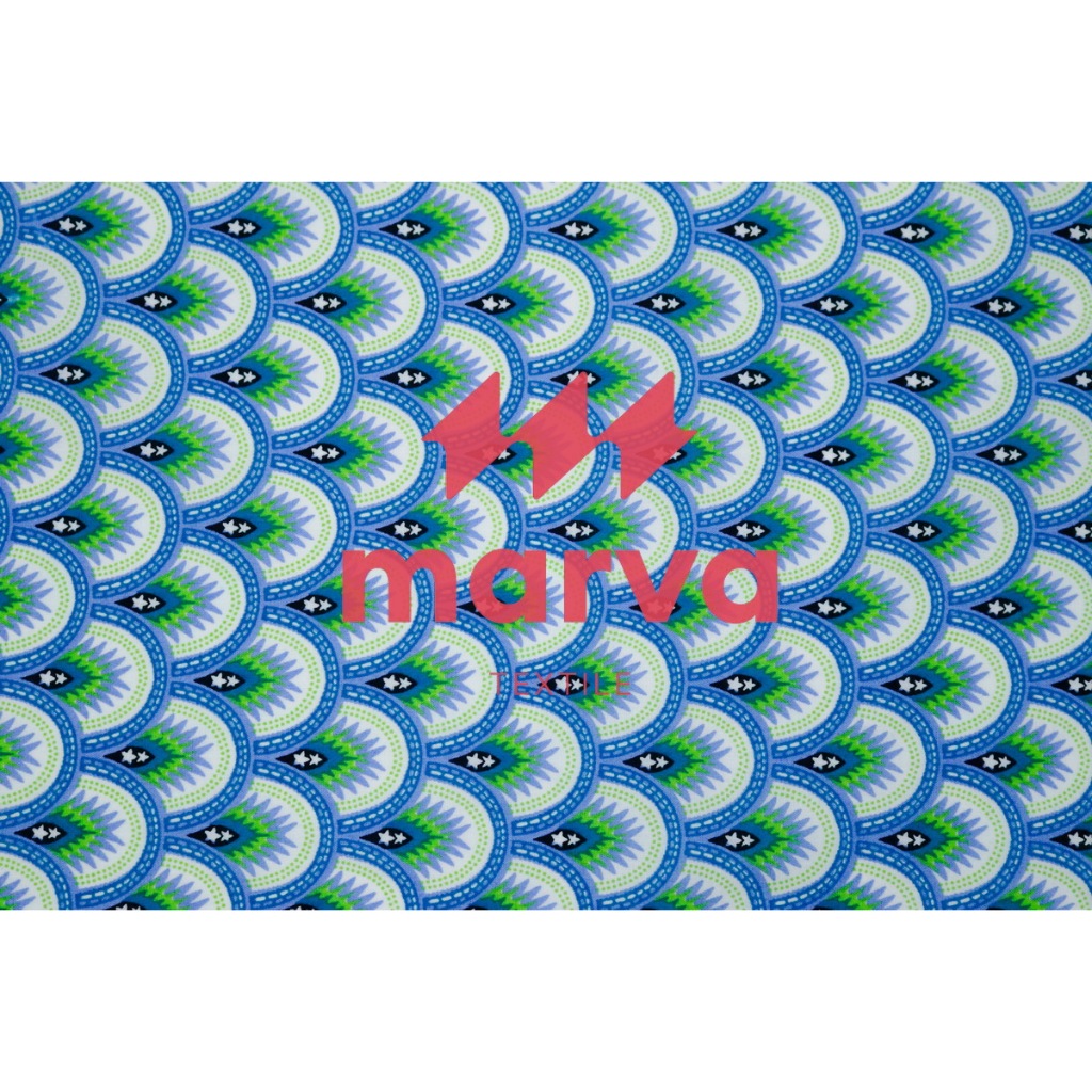 Kain Batik Meteran Premium Bahan 100% katun motif abstrak bunga hijau by Marva textile