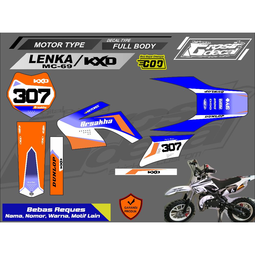 Sticker Striping Mini Trail KXD 50cc / Lenka MC69 50cc / UTX 50cc / MT2 X81 50cc  Full Body