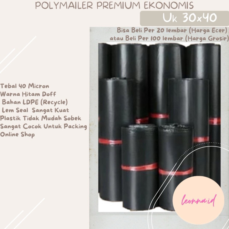 Polymailer 30x40 / Polymailer Hitam 30x40 / Polymailer / Plastik Polymailer / Packing Olshop