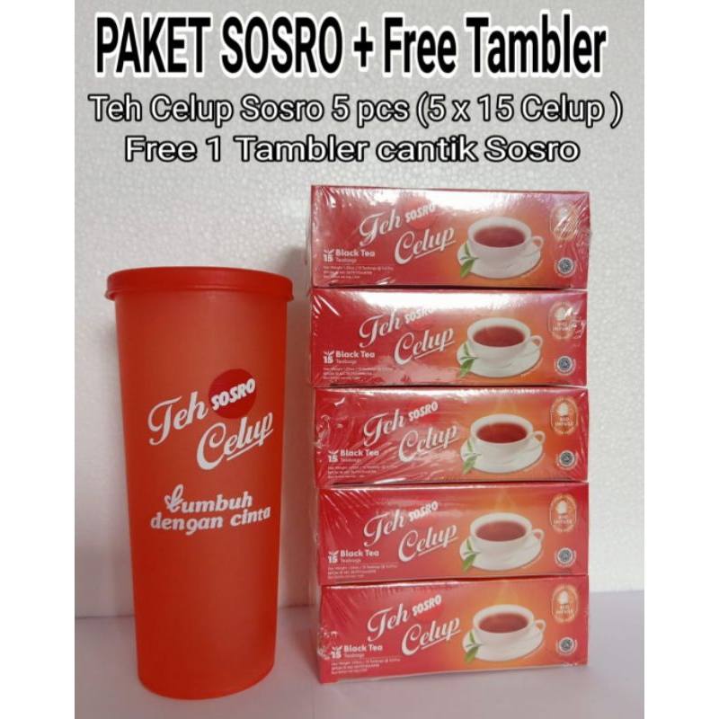 

Teh celup sosro paket 5 box + Tambler