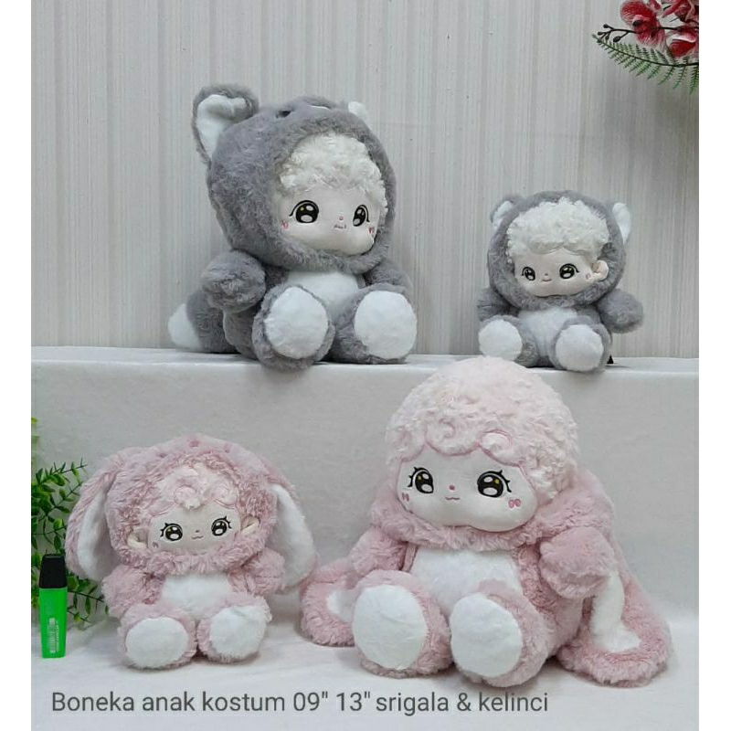 boneka costum serigala dan kelinci ukuran besar