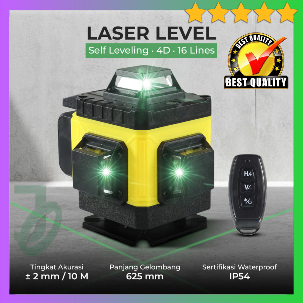 pracmanu PR-16A Laser Level 4D 16 Garis Hijau