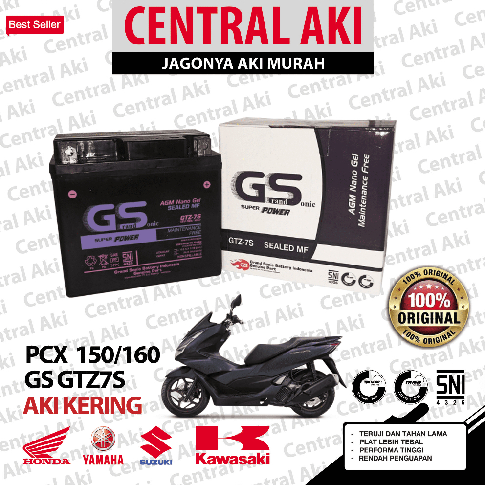 Aki Motor Honda PCX 150/160 GTZ7S Accu Kering MF