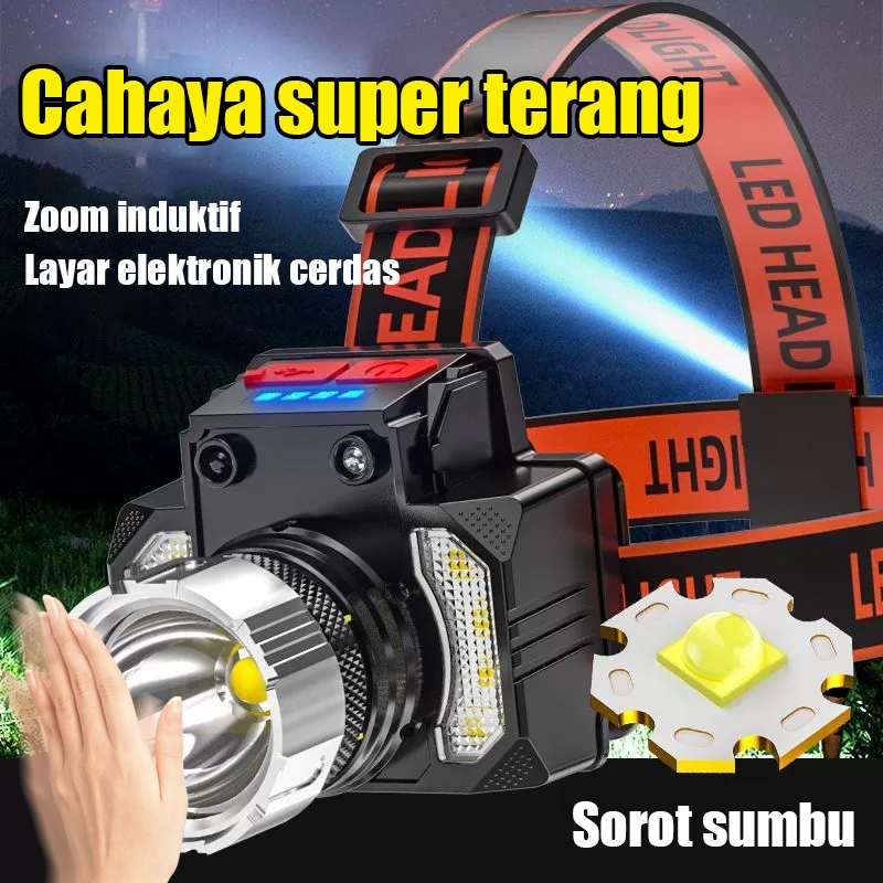 Senter Kepala Led /lampu depan tahan air sensor gerak/LED senter super terang/Terang Anti Air/USB re