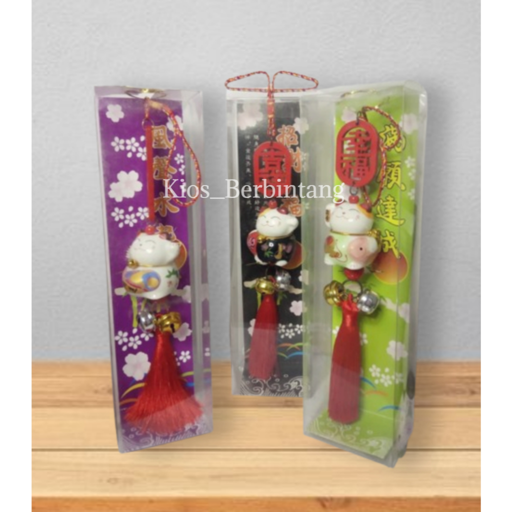 Gantungan Kunci Manekineko Keramik Souvenir Lucky Cat 1 Pcs