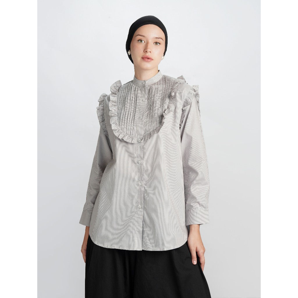 Aleza - Cassie Top Gray - Atasan Kemeja Wanita