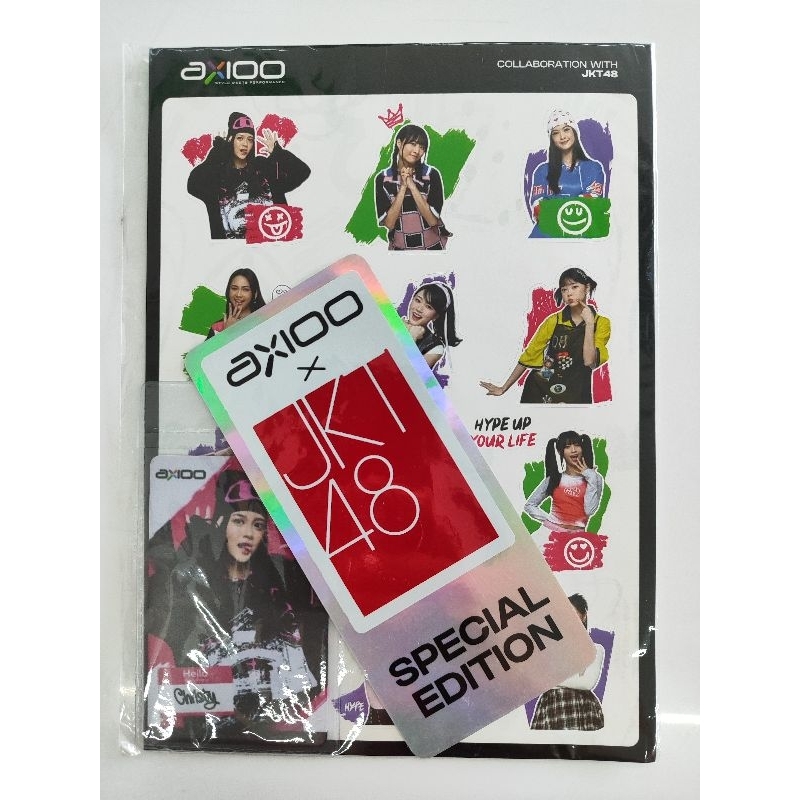 JKT48 × Axioo Photocard + Sticker - Eli Kathrina Christy Marsha Lulu Gita Muthe Oniel Fiony Greesel 