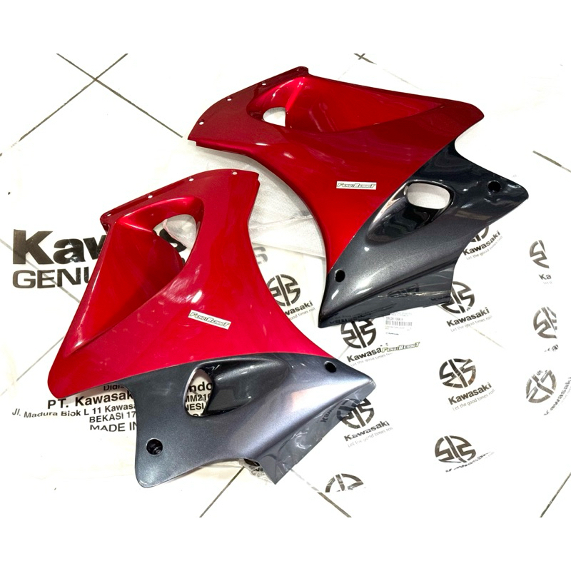 SEPASANG BODI BODY FAIRING BAWAH NINJA RR OLD ZX CBU MERAH MARUN MARON GRAY ORIGINAL 55028-1356-II 5