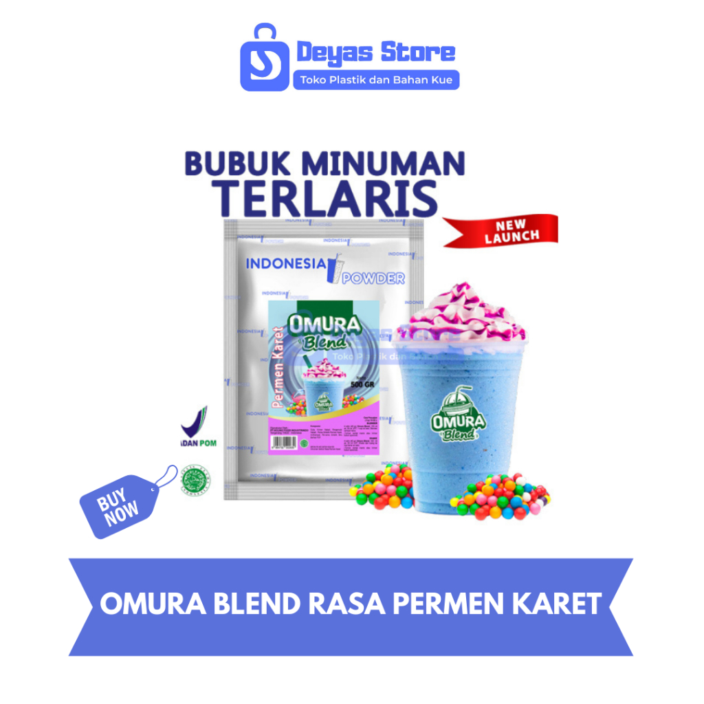 

OMURA Blend Bubuk Minuman Premium Rasa Permen Karet Biru / Blue Bubble Gum Powder Drink 500 Gr Omura Powder