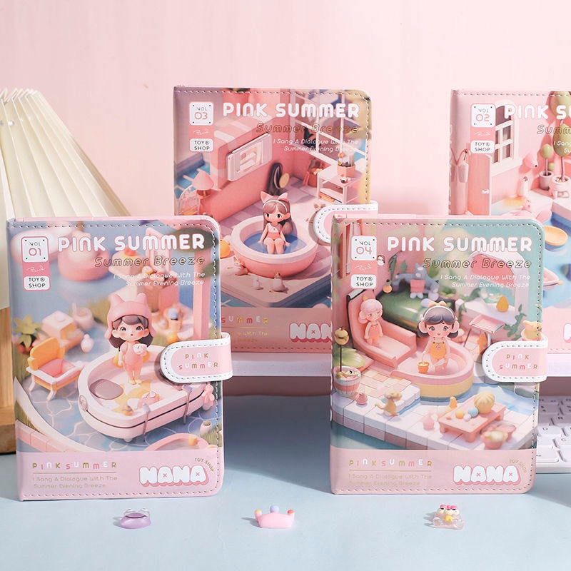 

Magnetic Notebook Diary Book PINK SUMMER PU Leather Buku Tulis Agenda