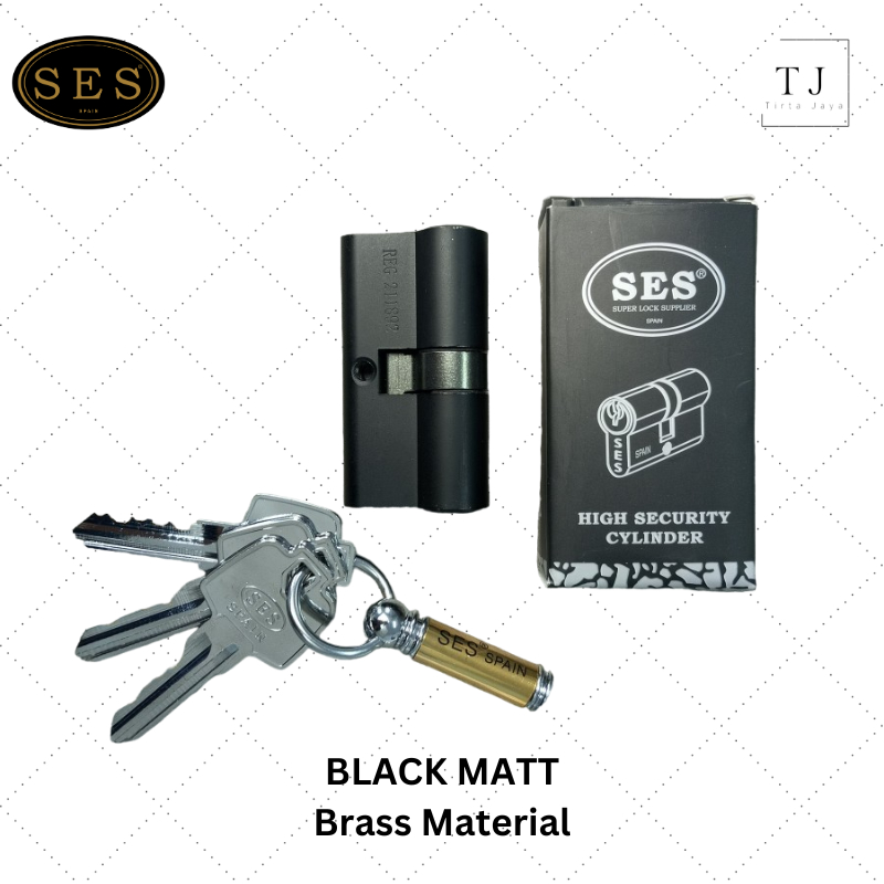Silinder Kunci Pintu SES 60mm Double Kunci Black Matt Cylinder