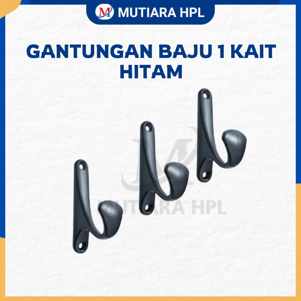 Gantungan Baju 1 Kait Hitam / Hanger Baju Dinding Lemari 8601