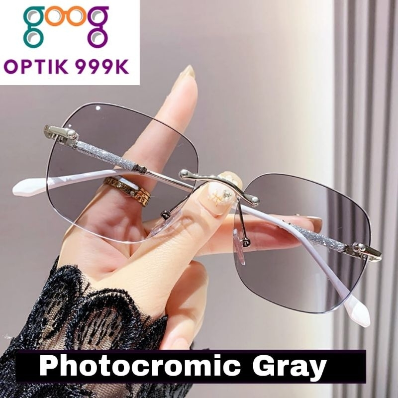 Kacamata optik minus jauh anti radiasi blueray photocromic hitam wanita Medan bonus kotak lap