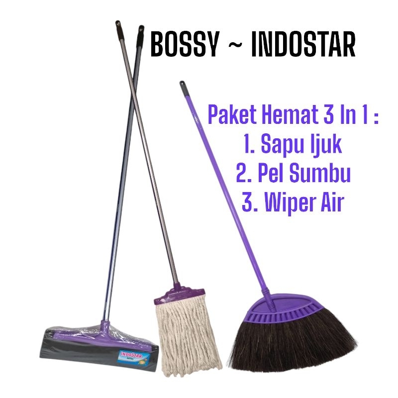 Paket sapu pel Bossy Indostar/sapu pel 3in1