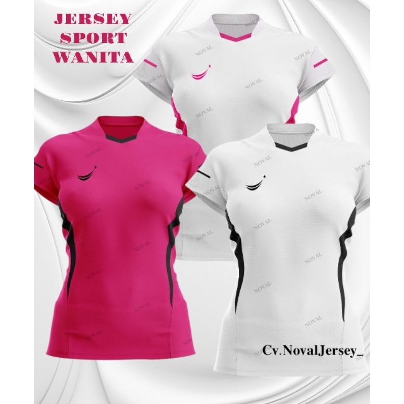 Baju Olaraga Wanita  Atasan Jersey sport voli volley voly bulutangkis  Badminton futsal cewek peremp