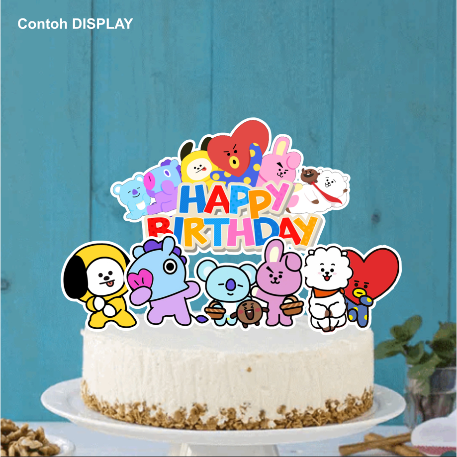 Topper Kue Cake Kertas BT21 Lucu Keren Kartun