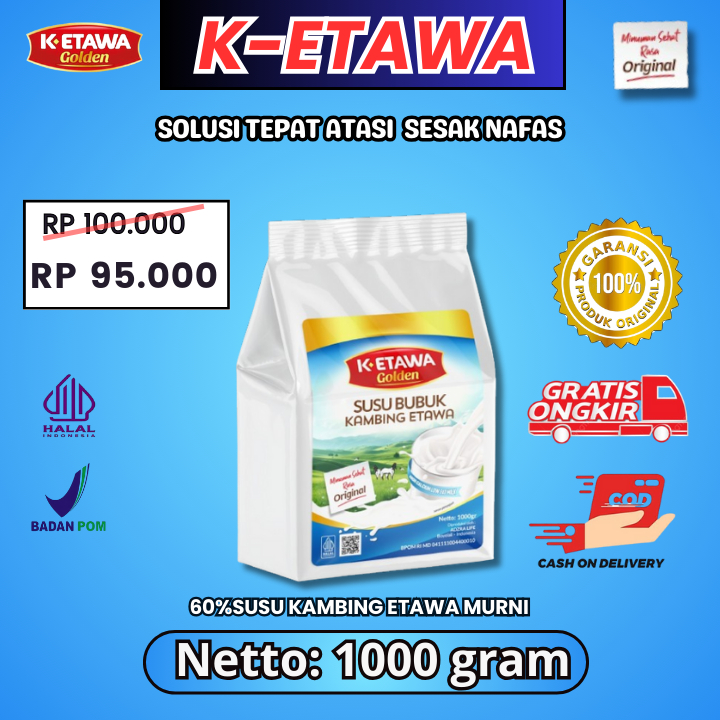 

K-ETAWA Susu bubuk kambing Etawa Original 1000gram 60%Susu kambing Etawa Murni