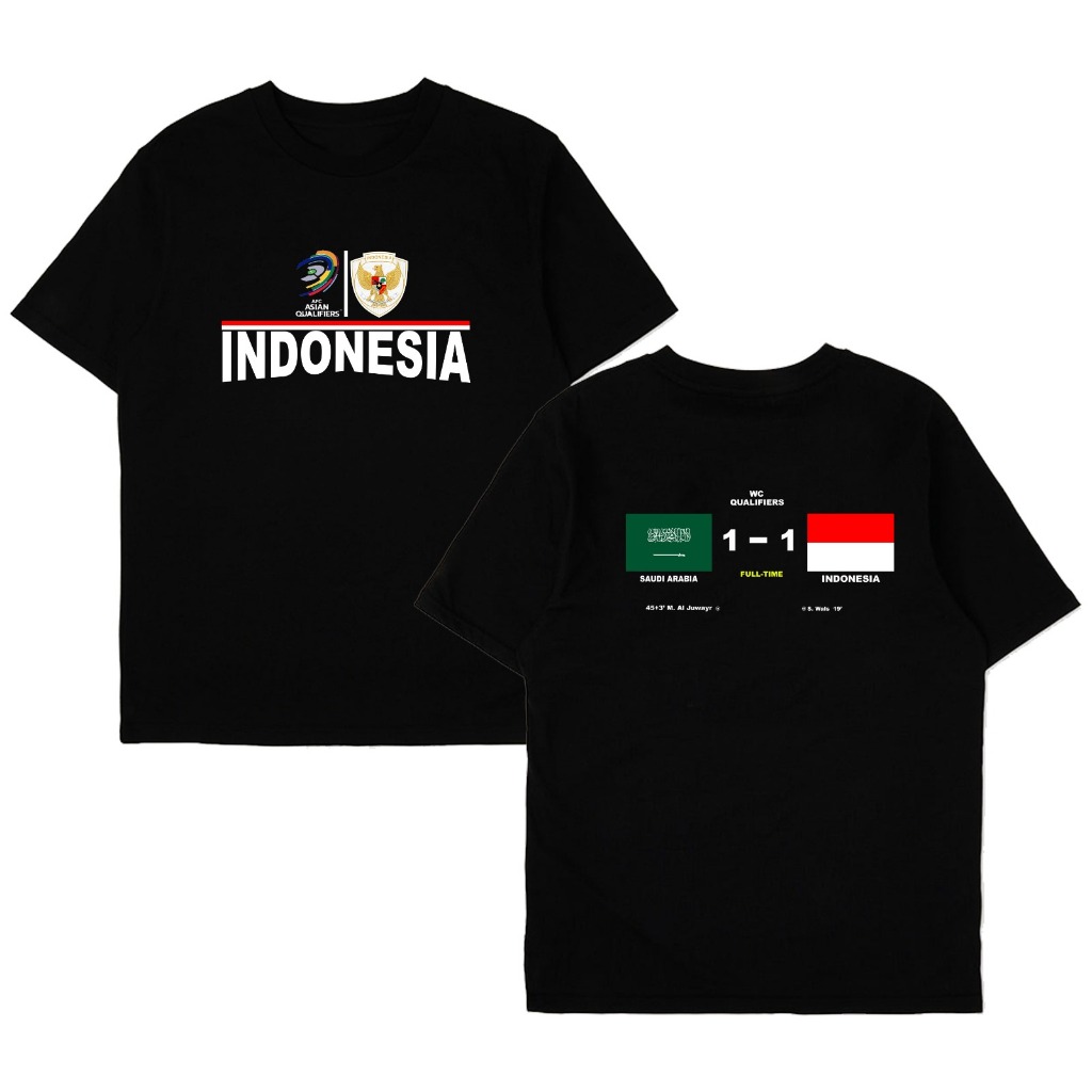 Kaos lengan pendek viral timnas Indonesia kualifikasi ronde 3 piala dunia Indonesia Arab Saudi sejar