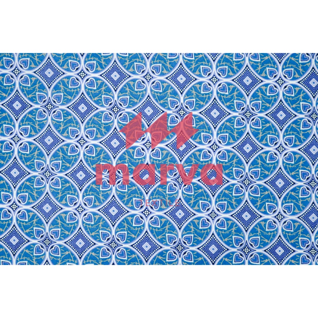 Kain Batik Meteran Premium Bahan 100% katun motif Kawung biru  by Marva textile