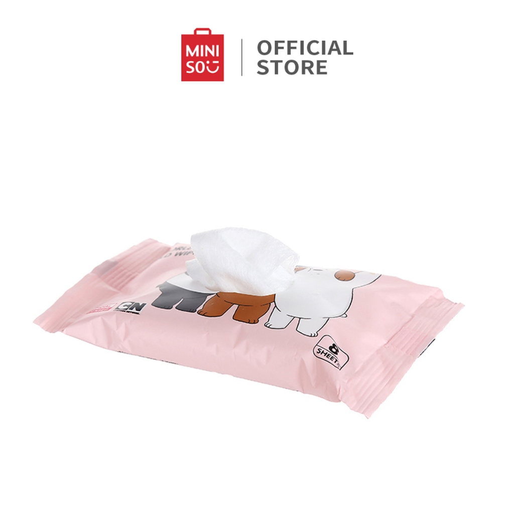 MINISO x We Bare Bears Tissue Gentle Unscented Cleansing Wipes 10 pcs*6 kemasan