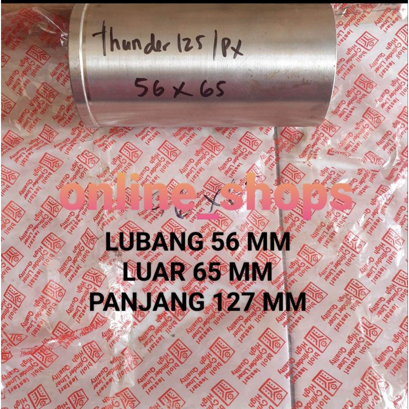 Cylinder liner foring boring thunder 125 vespa verza ukuran lubang 56 luar 65 panjang 127 mm BIOLI