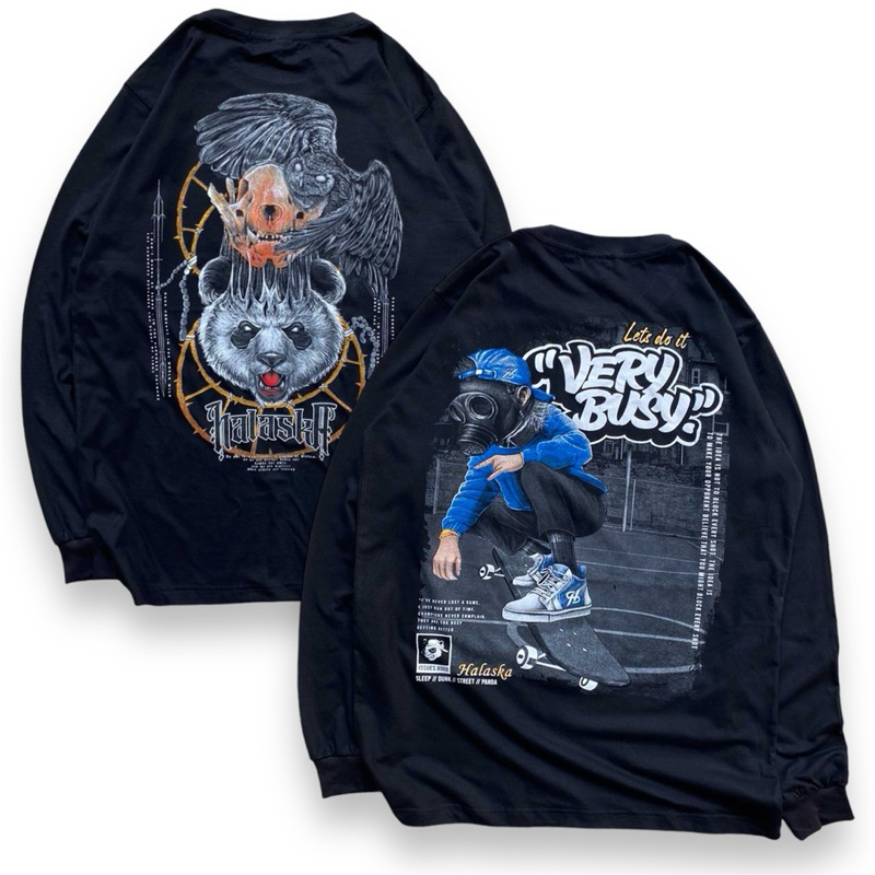 Baju kaos Lengan Panjang Sablon Katun Halaska