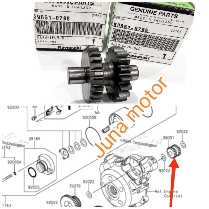 gear gigi stater gear spur idle KLX 150 KLX150 original