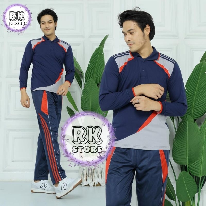 setelan olahraga kerah / baju olahraga kekinian/baju olahraga setelan