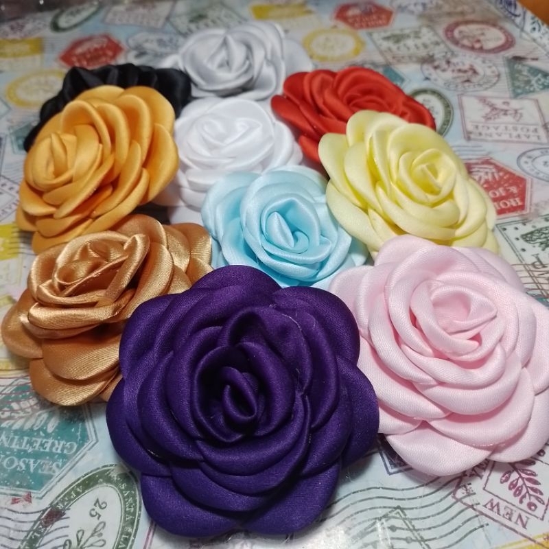 bros mawar satin 8 cm bunga besar korsase corsage