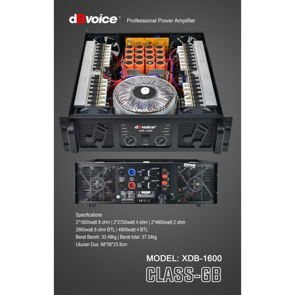Power Amplifier DB VOICE XDB1600 | XDB 1600 Class GB 2x1600 Watt Original